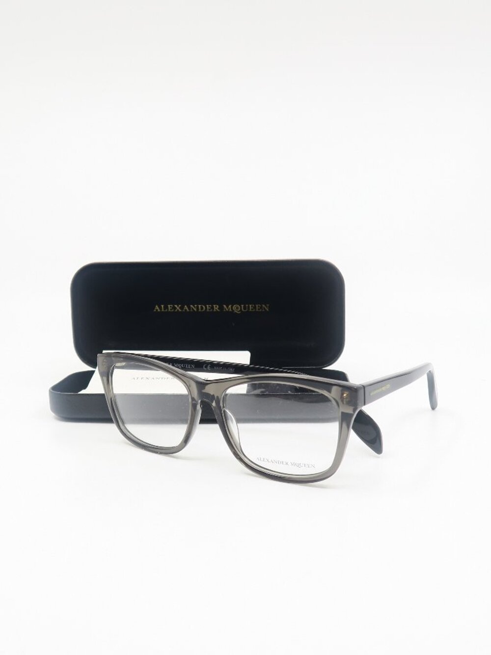 Alexander McQueen AM0148O 001 55mm Gray and Black, New Men's Eyeglasses Frames.